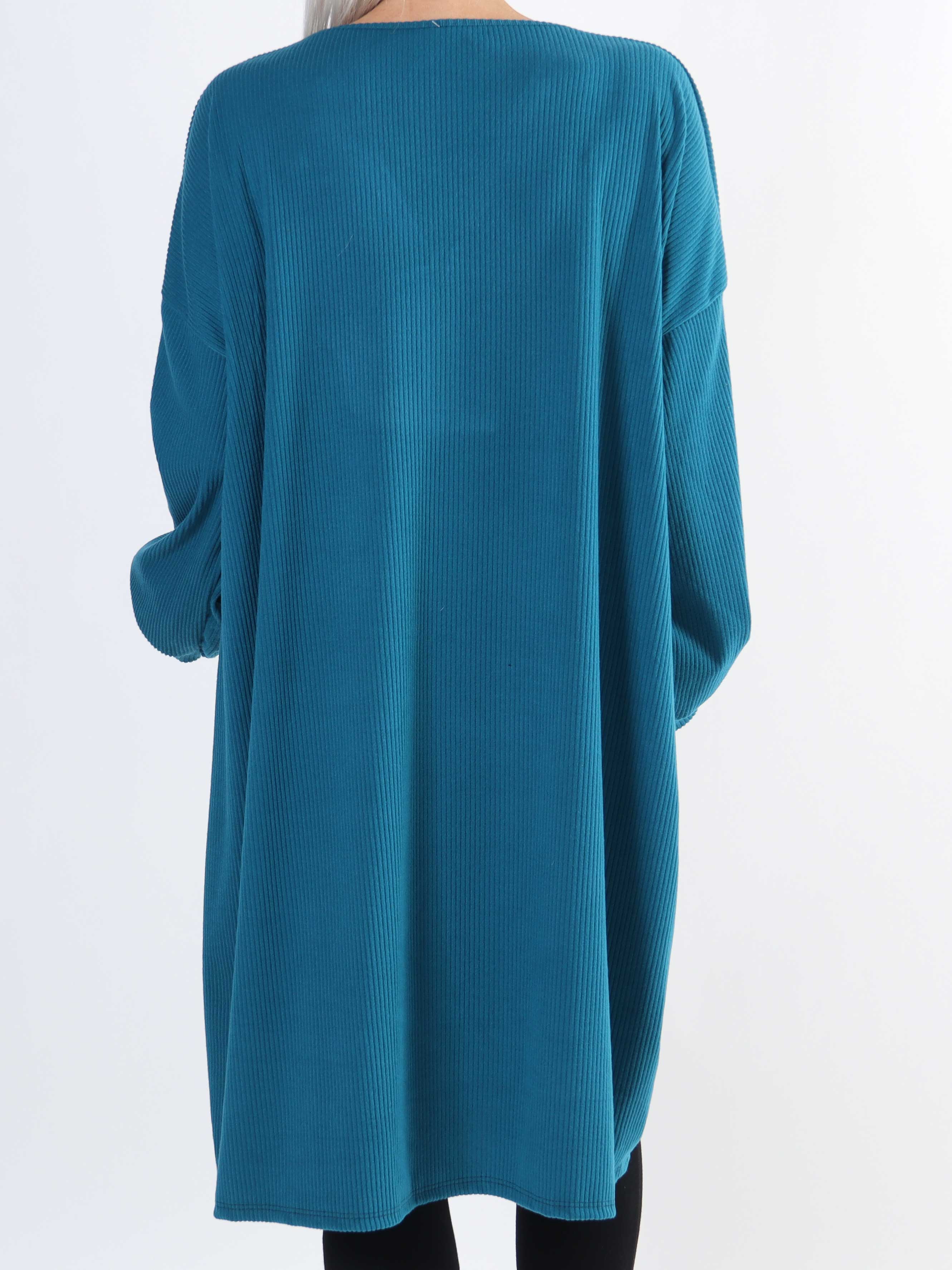 Liana - Mjuk plus size-klänning i ribb med dragkedja